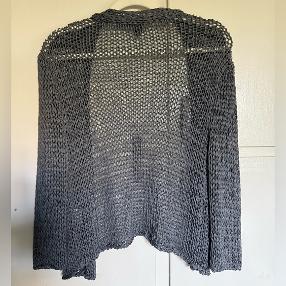 Eileen Fisher Gray Metalic 3/4 Sleeves Open Front Cardigan Size Small - Picture 4 of 8